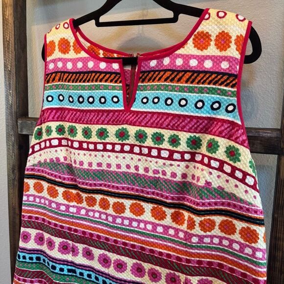 Talbots Flowers and Stripes Retro Sleeveless Pique Sheath Dress - Picture 5 of 7